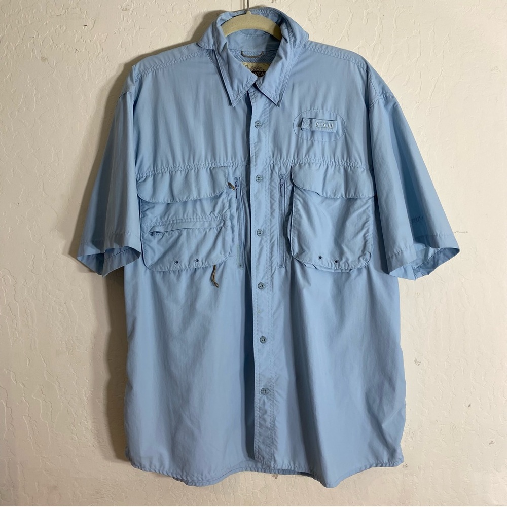 Cabelas Guidewear GXII 40 UPF Vented Mesh Shirt Button Front Large Short Sleeve